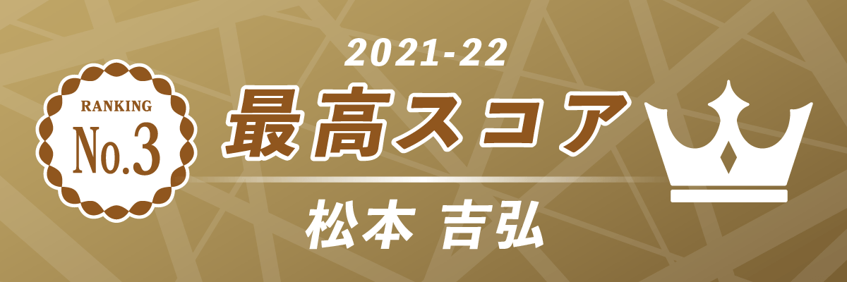 2021-22シーズン 最高スコア 第3位 渋谷ABEMAS 松本吉弘