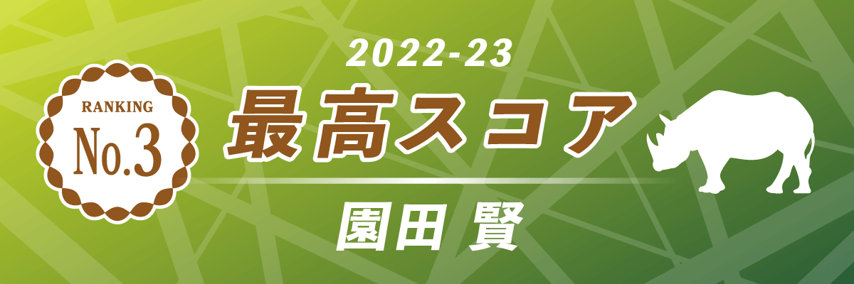2022-23シーズン 最高スコア 第3位 赤坂ドリブンズ 園田賢