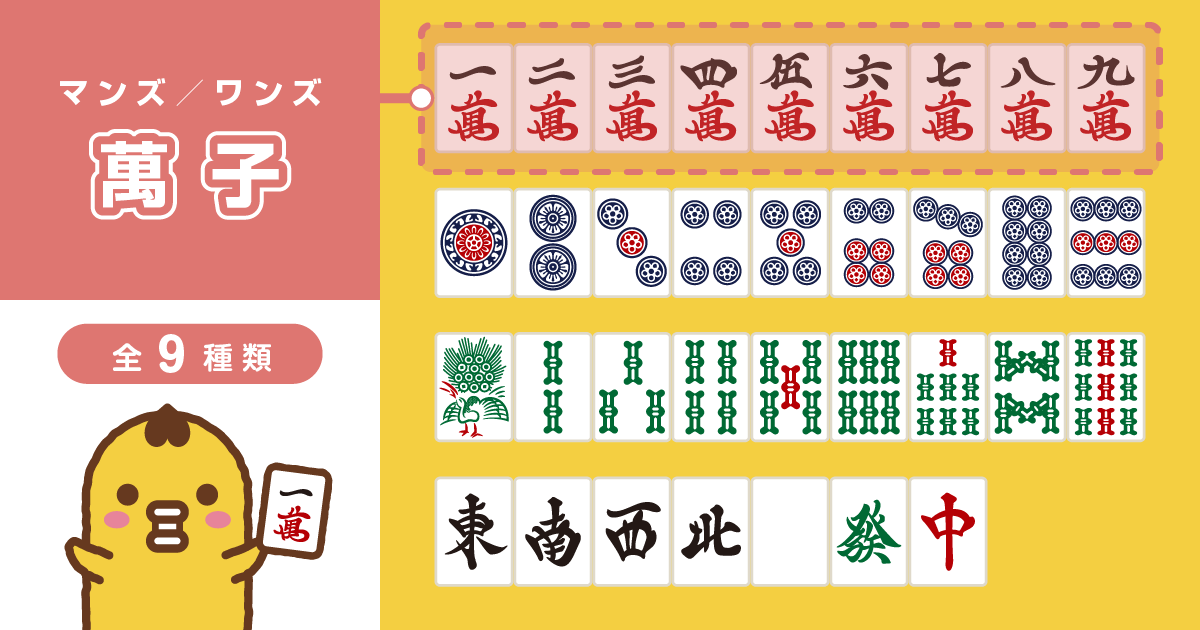 麻雀牌 萬子 マンズ ワンズ 一覧